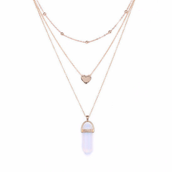 Crystal Heart Necklace - Multi layered