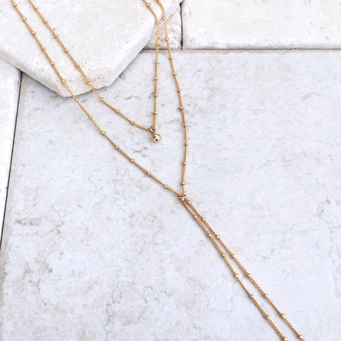 Delicate Dainty Gold Y Necklace