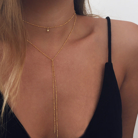 Delicate Dainty Gold Y Necklace